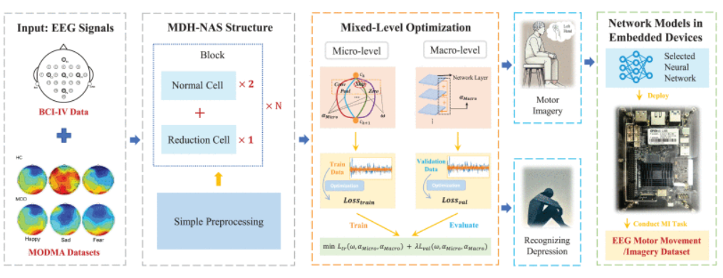 MDH-NAS: Accelerating EEG Signal Classification With Mixed-Level Differentiable and Hardware-Aware Neural Architecture Search